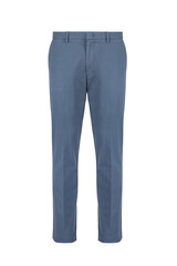 Blue men's classic trousers. Front view