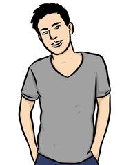 Fototapeta premium cartoon cute man on white background