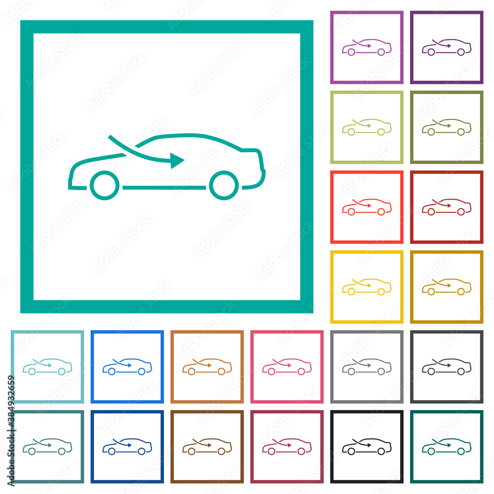 Poster car airflow adjustment external flat color icons with quadrant frames