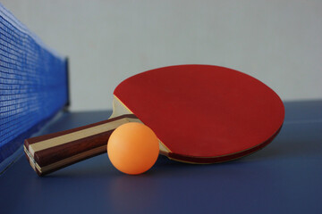 table racket and ball