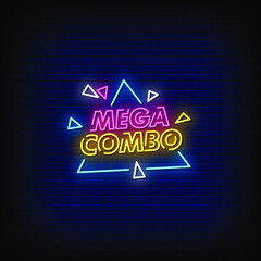 Mega Combo Neon Signs Style Text Vector