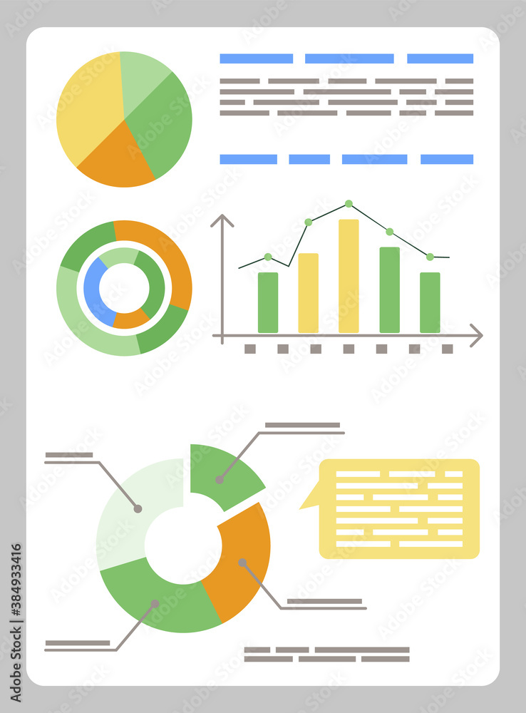 Fototapete board with financial information and graphics. analytics diagrams and charts for reports and present