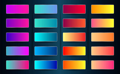 Vibrant Gradient Pack. Striking Gradient Colors. Pink Purple Blue Green Orange Violate Yellow Gradient Swatch and Color Palette. Soft Colors for Web App Illustration Design