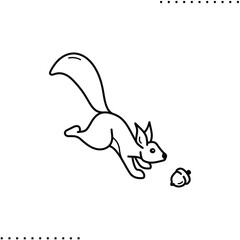 squirrel in search of food vector icon in outline