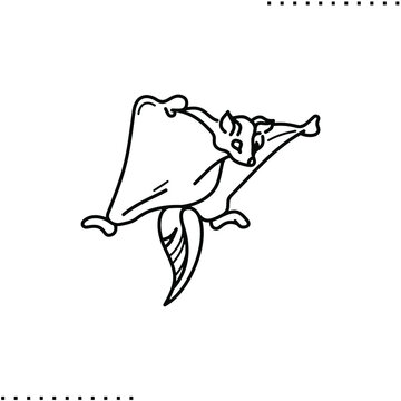 flying squirrel, gliding vector icon in outline