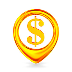 symbol dollar on white background. Isolated 3d illustration