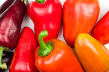Obraz na płótnie Canvas Sweet peppers, top view, flat lay
