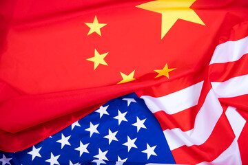 Waving USA and China Flag