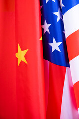 Waving USA and China Flag