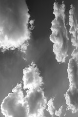 Black and white sky with clouds. background