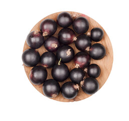 Currant berries isolated on white background, top-down, clipping path