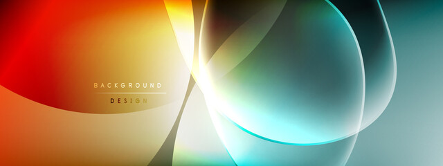 Vector abstract background - liquid bubble shapes on fluid gradient with shadows and light effects. Shiny design template for text