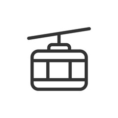 Cable car front view vector outline style icon. Marking of public transport stops.