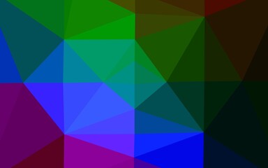 Dark Multicolor, Rainbow vector blurry triangle pattern.