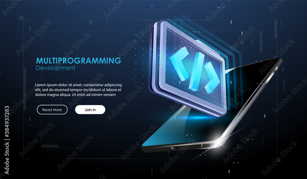 Poster development and software. concept of programming, data processing. internet education course degree 
