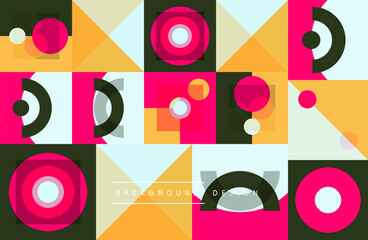 Neo memphis geometric pattern with circles, squares and lines. Pop art abstract background for covers, banners, flyers and posters and other templates