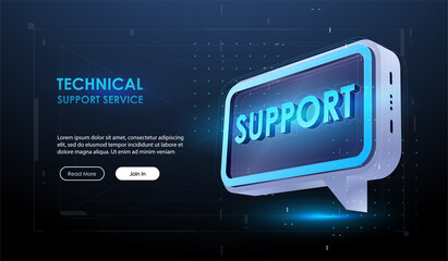 Fototapeta na wymiar Technical support. Modern vector illustration futuristic style. Creative template with chat bubble in technical style.
