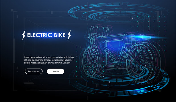 Electric bicycle with motor. Eco alternative city transport. Futuristic concept template.