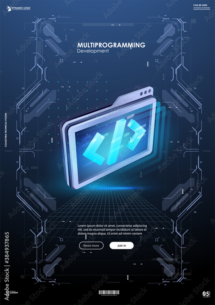 Poster development and software. concept of programming, data processing. internet education course degree 