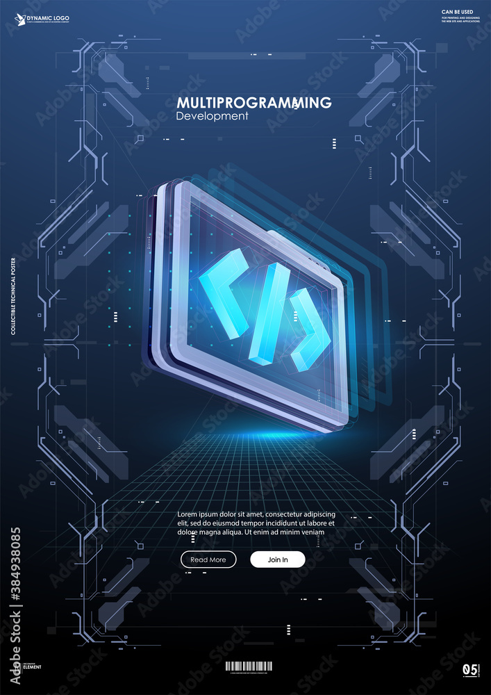 Poster development and software. concept of programming, data processing. internet education course degree 