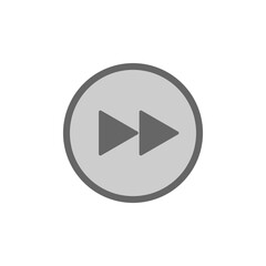 Grey flat symbol rewind button, flat design style