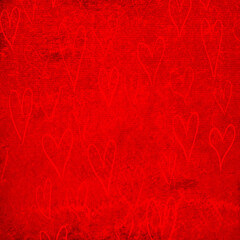 Abstract Valentine's Day hearts. Red background