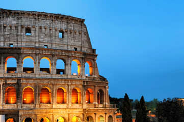 Flavian amphitheater (Colosseum) at the evening, Rome, Italy