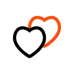 Two hearts icon, vector