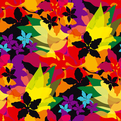 Carnival colors abstract flowers pattern