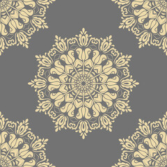 Fototapeta na wymiar Orient vector classic gray and golden pattern. Seamless abstract background with vintage elements. Orient background. Ornament for wallpaper and packaging