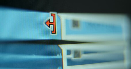Film editor cuts beginning of footage on timeline in contemporary computer program extreme close view