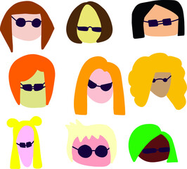 set of women with glasses