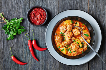 chicken arrabbiata stew with lentil and potato