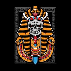 egyptian skull mummy vector illustration