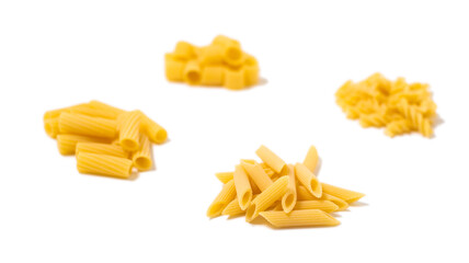 italian pasta of different types on a white background