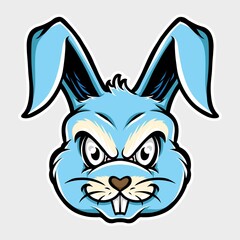 anger rabbit head vector logo