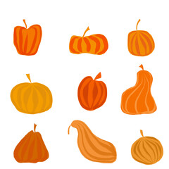 set of pumpkins isolated