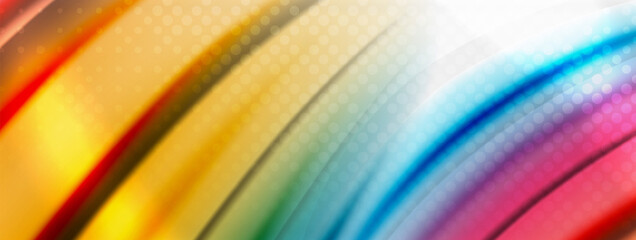 Abstract Background. Smooth flowing lines, blurred waves, rainbow color style stripes. Vector illustrations for covers, banners, flyers and posters and other
