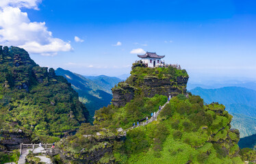 Fototapeta na wymiar Aerial view of Mount Fanjing, Tongren City, Guizhou Province, China