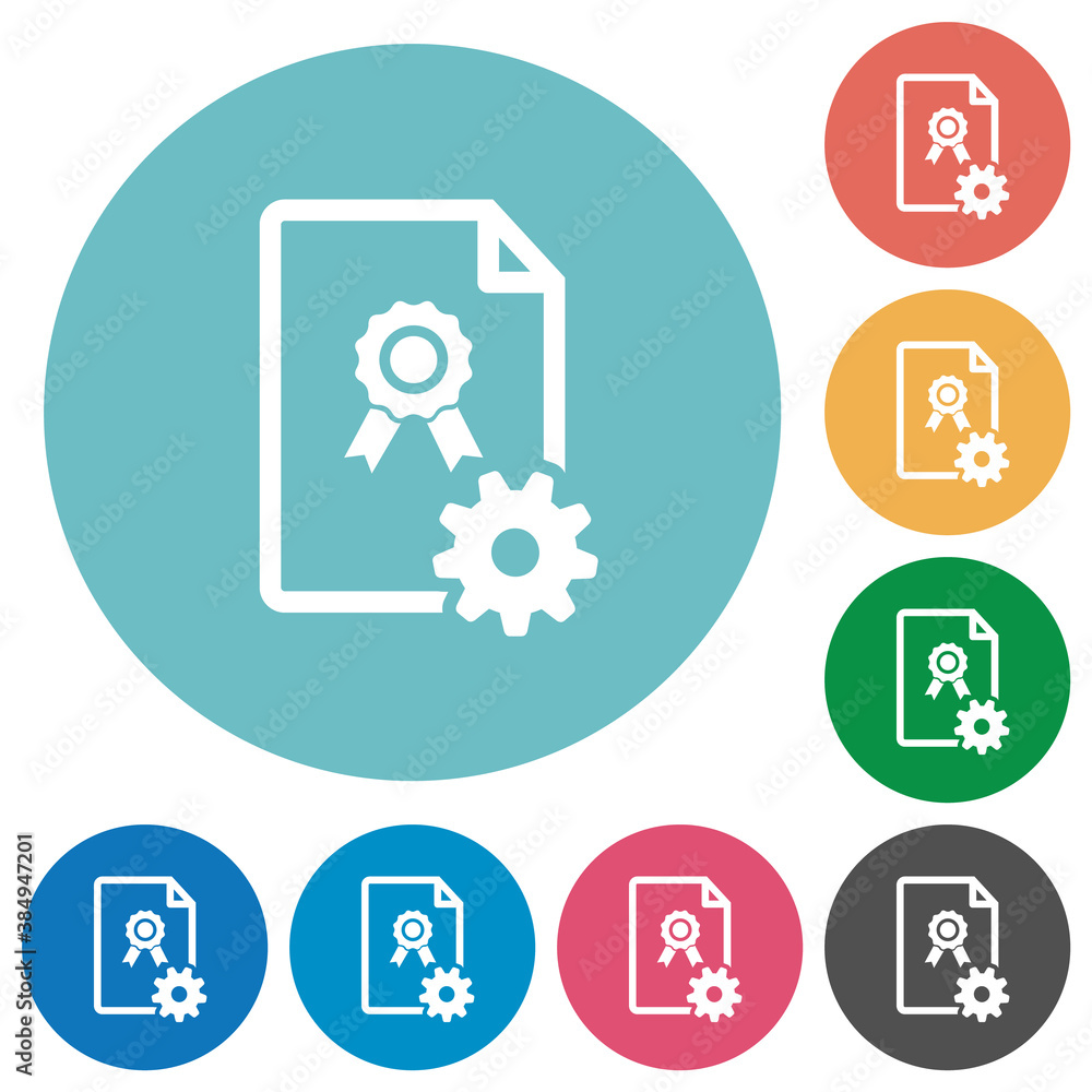 Poster generating certificate flat round icons