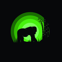 Vector image of a silhouette gorilla