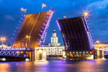 Naklejka na ściany i meble Neva River with Palace Bridge in St. Petersburg, Russia