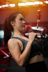 sporty woman in gym.