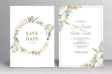 Naklejka na ściany i meble Beautiful floral wedding card template