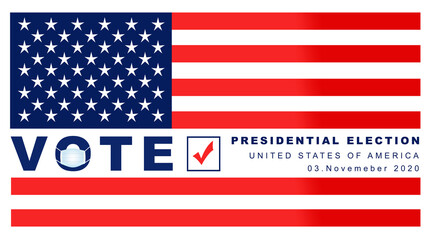 US presidential election in the context of the coronavirus pandemic. Illustration with medical mask.2019-ncov.