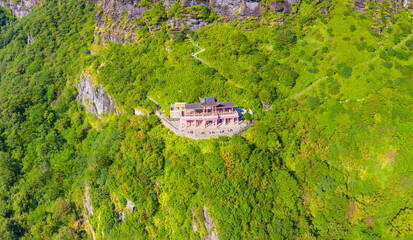 Aerial view of Mount Fanjing, Tongren City, Guizhou Province, China