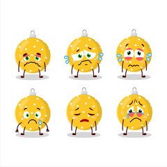 Christmas ball yellow cartoon character with sad expression