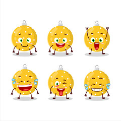 Cartoon character of christmas ball yellow with smile expression