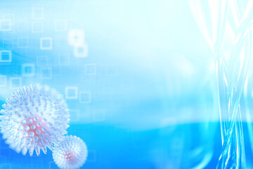 virus concept, abstract biology background, blurred background and coronavirus virus model