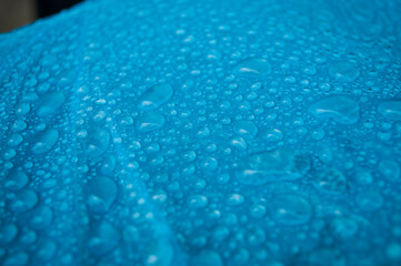Rain drops on abstract blue background